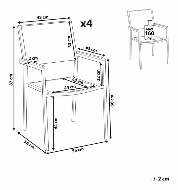 Set 4 buc scaune de grădină Giggles (alb)