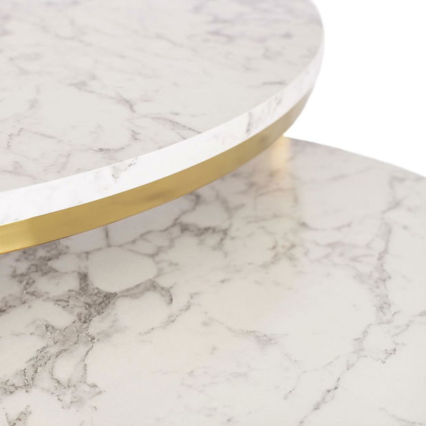 Set 2 konferenčných stolíkov Oponia Max (mramor + zlatá) 