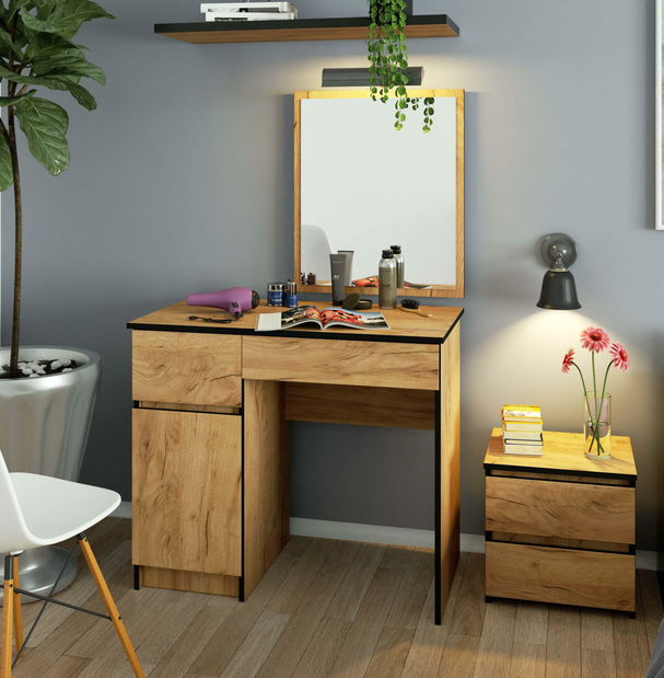 Toaletný stolík Parijat (dub craft) (so zrkadlom) (L)