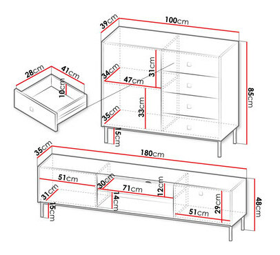 Set mobilier living Probazzo I (Negru + auriu) 