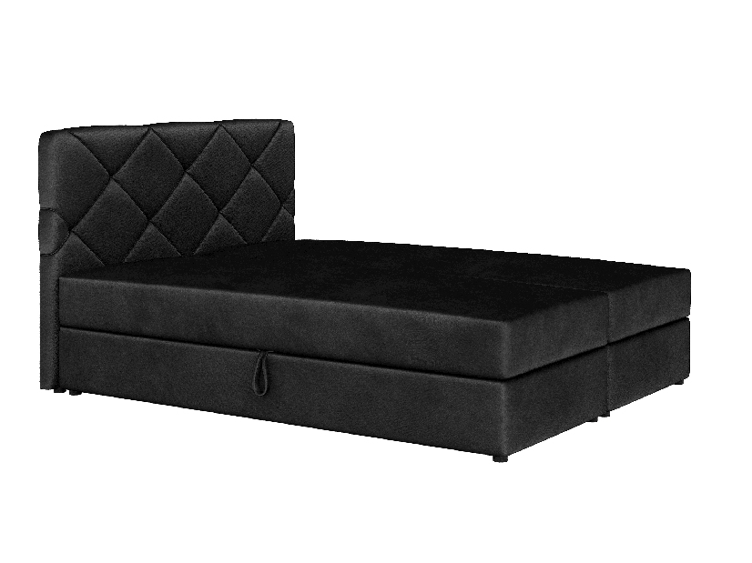 Pat matrimonial Boxspring 160x200 cm Karum Comfort (Negru) (cu somieră și saltea)