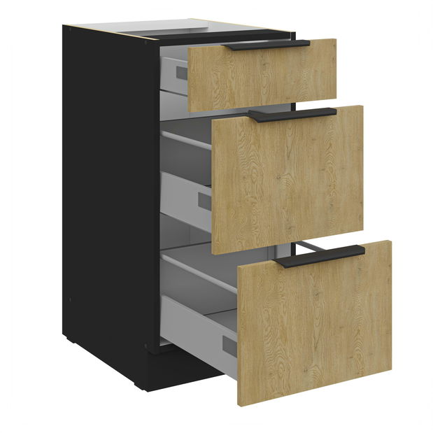 Dolná kuchynská skrinka Carminia 40 D 3S BB PREMIUM BOX (dub cremona + čierna)