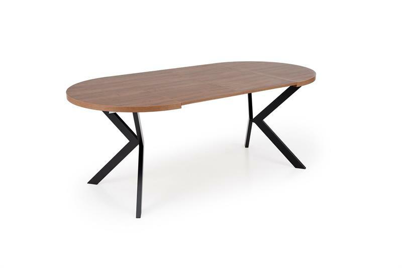 Masă de sufragerie extensibilă Pepeera (nuc + negru)