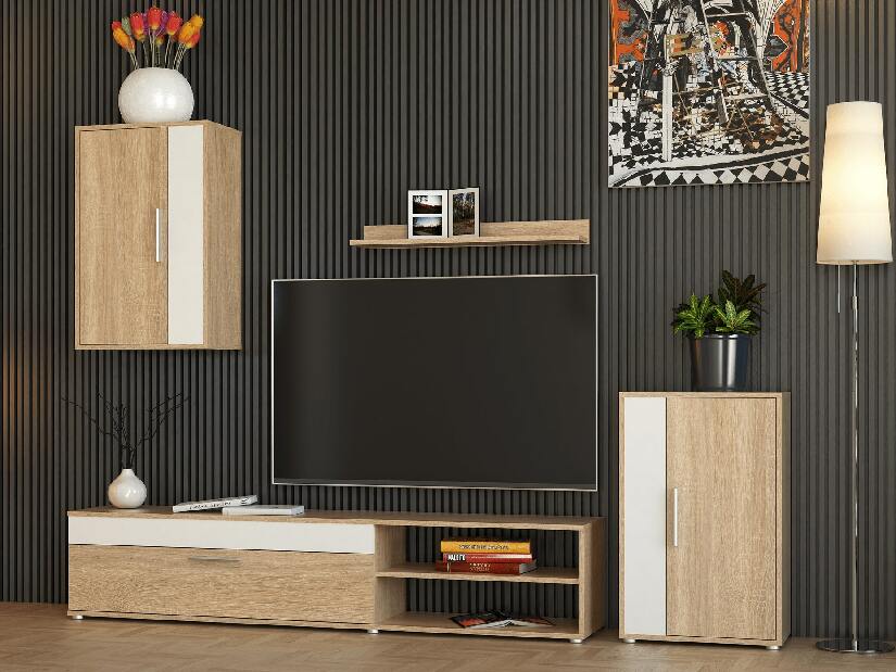 Mobilier living Azope (stejar sonoma + alb) 