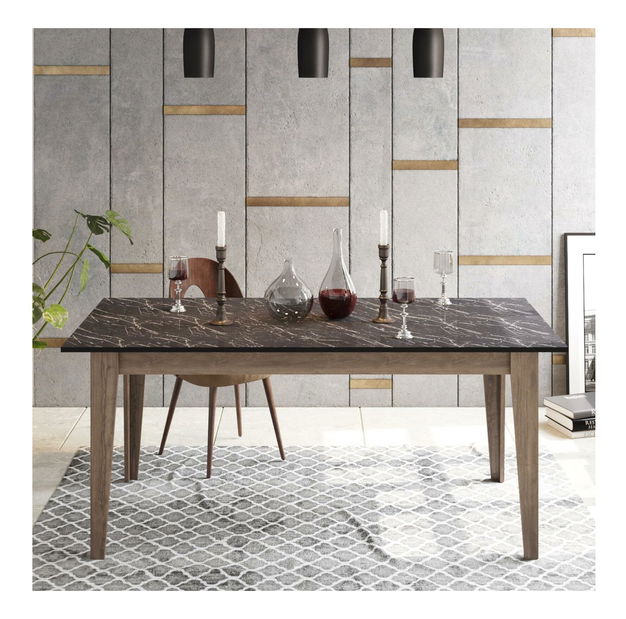 Blagovaonski stol Lorenzo (za 8 osoba) (orah + crna)