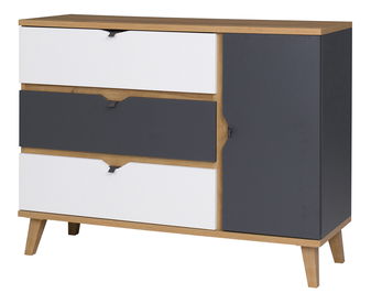 Komoda Mimone K1D3SZ (hrast zlatni + bijela mat + grafit)
