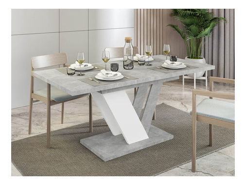 Rozkladací jedálenský stôl Granger (mramor biely + lesk biely) (pre 2-6 osôb)