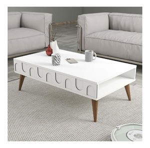 Măsuță de cafea Bipemu 1 (alb + nuc)