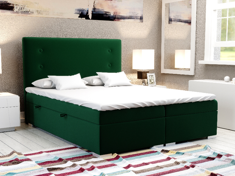 Franciaágy Boxspring 180 cm Grini (smaragd) (tárolóhellyel)