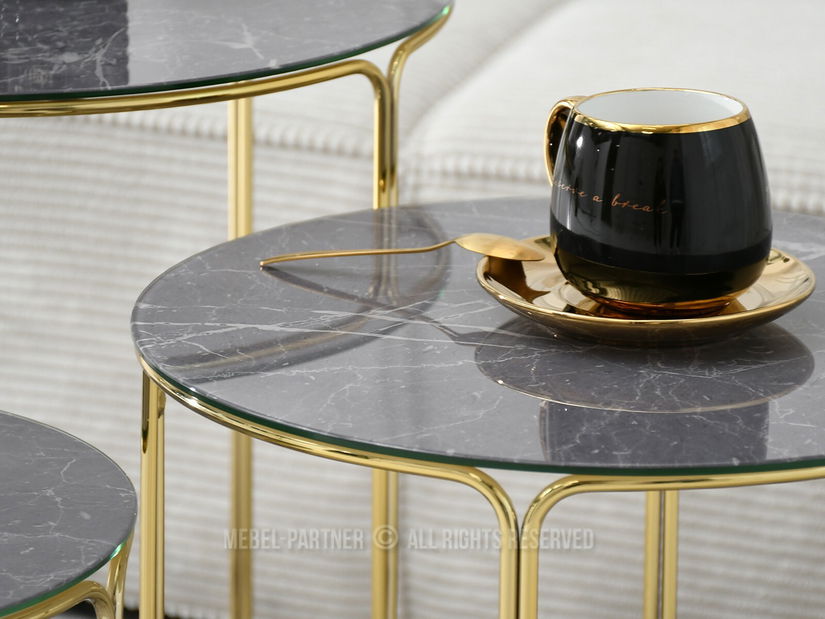 Dohányzóasztal Belianni Zest (szürke márvány + arany)