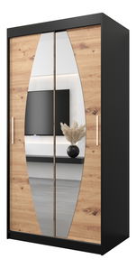Šatníková skriňa 100 cm Eclipse (čierna matná + dub artisan)
