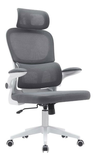 Fotoliu de birou GENARD (Gri închis + alb)