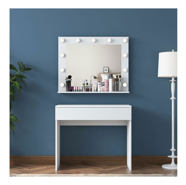 Toaletni stolić Blake 20 (s ogledalom) (s LED rasvjetom) (bijela)