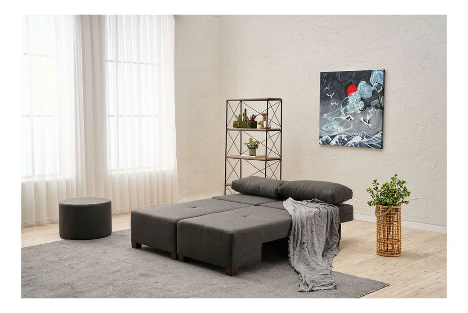 Sofa na razvlačenje Perenilla L (antracit + orah)