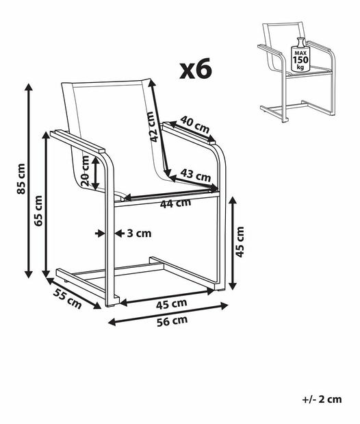 Set 6 buc. scaune de grădină COLSO (gri)