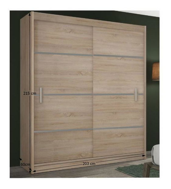 Šatníková skriňa Magnet 203 (dub sonoma + sivá) *výpredaj