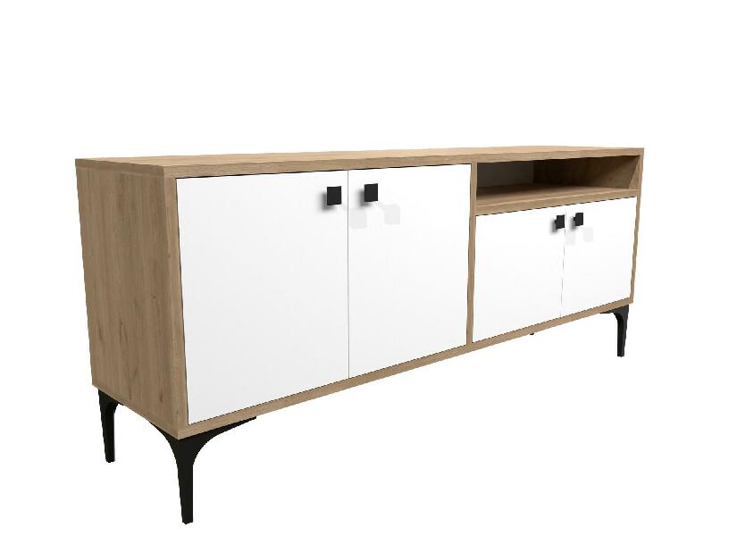 TV asztal/szekrény Kebati 2 (fehér + tölgy) 