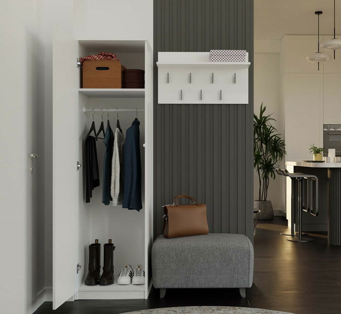 Dulap de haine Musecalo 2 (alb) (cu oglindă)