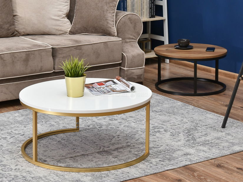 Măsuță de cafea Kolja Zest Xl (alb + auriu + negru)