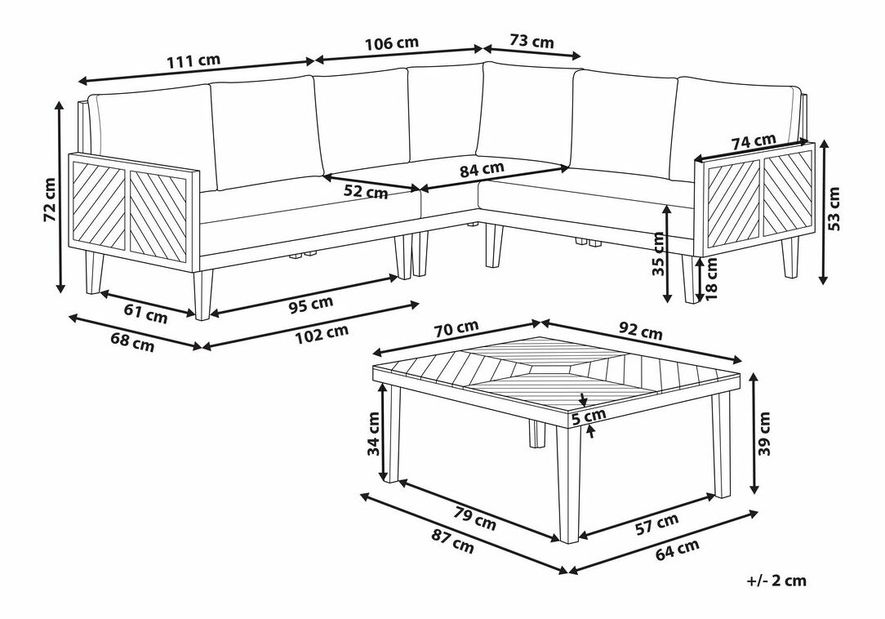 Set mobilier de grădină Blas (lemn deschis)