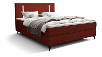 Bračni krevet 140 cm Ortega Bonell (crvena) (s podnicom, s prostorom za odlaganje) (s LED rasvjetom)