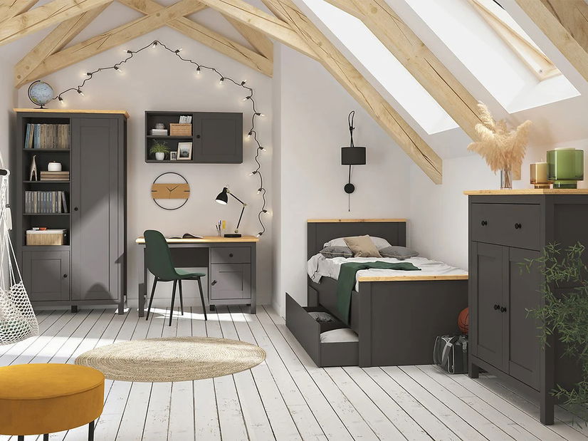 Set sufragerie Hesen STO/7/16 (pentru 6 până la 8 persoane) (grafit + Stejar artisan)