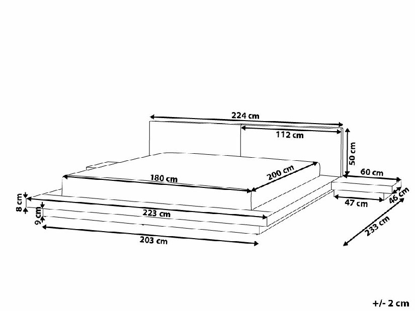 Franciaágy 180 cm ZEPHYRE (ágyráccsal) (világos fa)