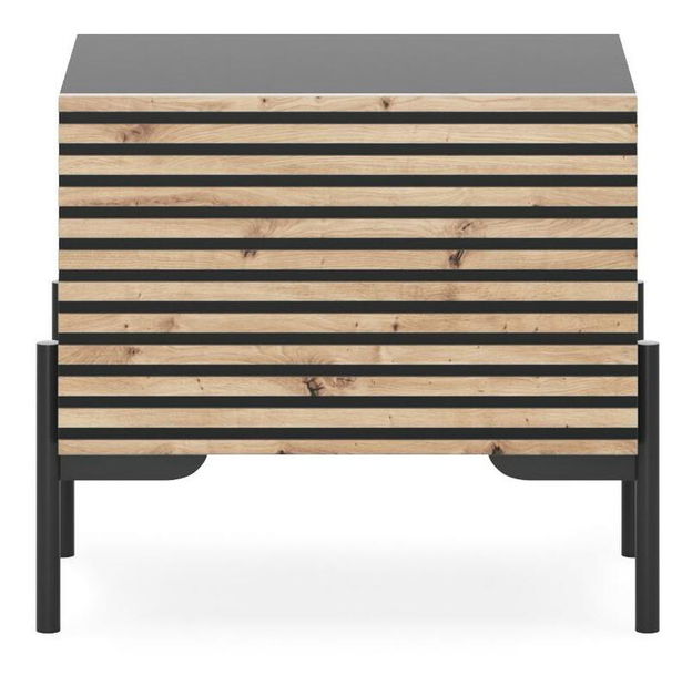 Noćni stolić Lamellito L4 (crna + hrast)