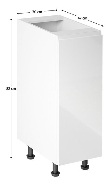 Donji kuhinjski ormarić D30 Aurellia (bijela + bijeli sjaj) (P)