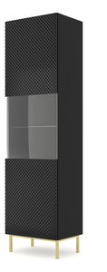 Vitrína C 1DS Rowanna (čierna lesklá + zlatá)