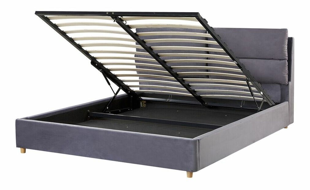 Manželská posteľ 160 cm BALSAS (textil) (sivá) (s roštom)