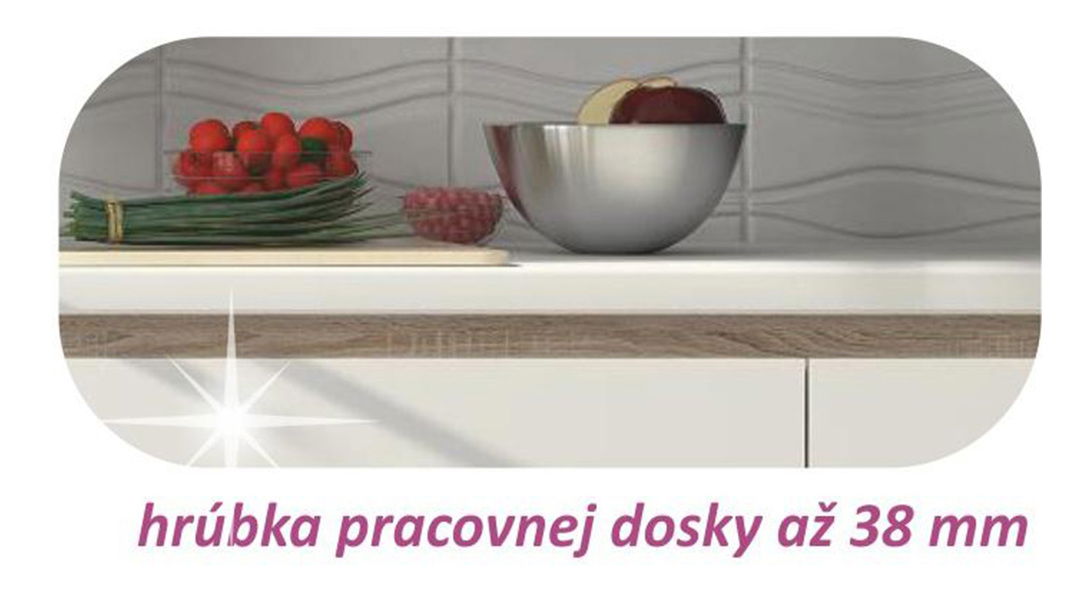 Konyhabútor 260 cm Lina (sonoma tölgy + magasfényű fehér) *kiárusítás