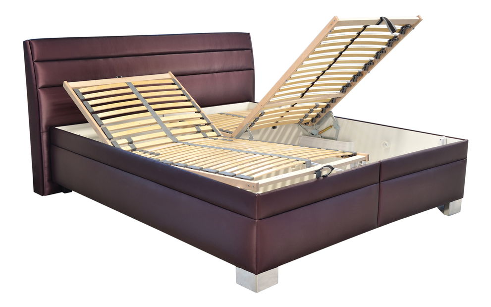 Manželská posteľ 180 cm Blanár Vernon (oranžová + fialová) (s roštami a matracmi Nelly)