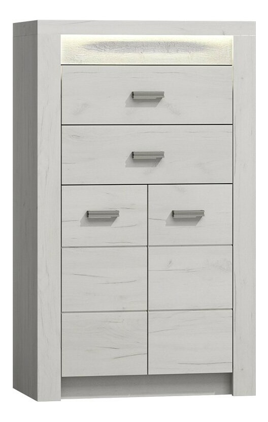 Komód Nadenas N6 (fehér craft tölgy) (LED világítással)