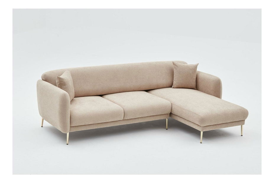 Kutna garnitura Simeon (D) (bež + zlatna)