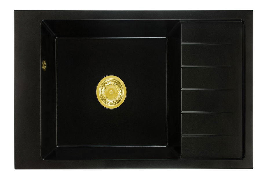 Kuchynský drez Lurano (čierna) (s 2 otvormi pre batériu) (P)