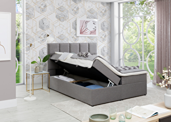 Franciaágy Boxspring 180 cm Galasa (szürke) (matracokkal és tárolóval)