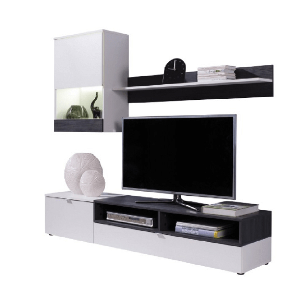 Mobilier living Reynard (alb + pin închis)