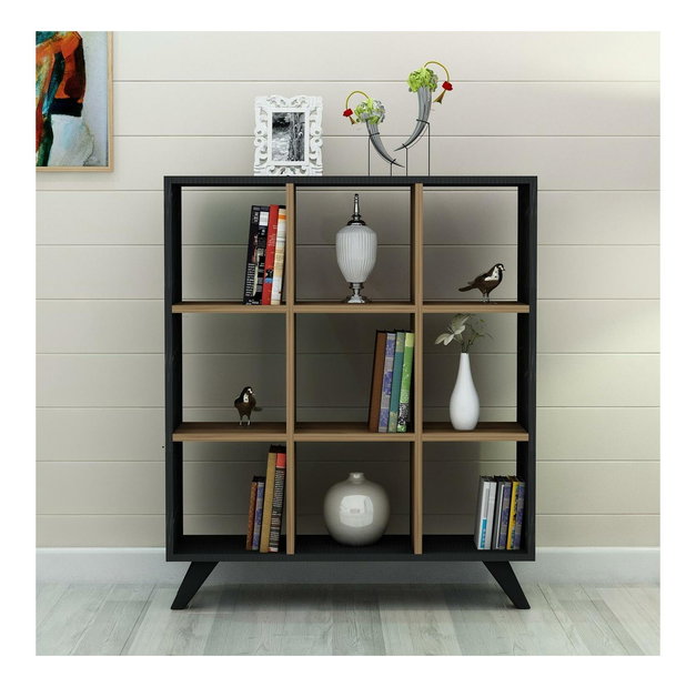 Regál Liveli (mramor čierny + orech) 