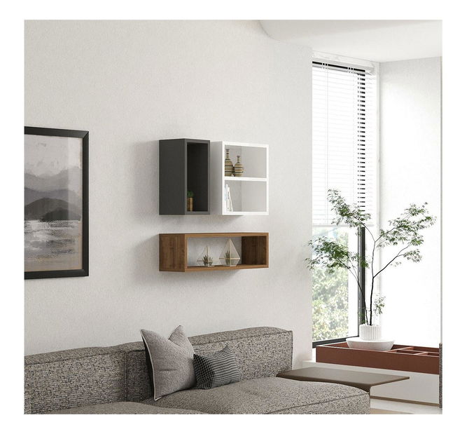 Set 3buc. rafturi Pisoda 4 (Nuc + alb + antracit) 