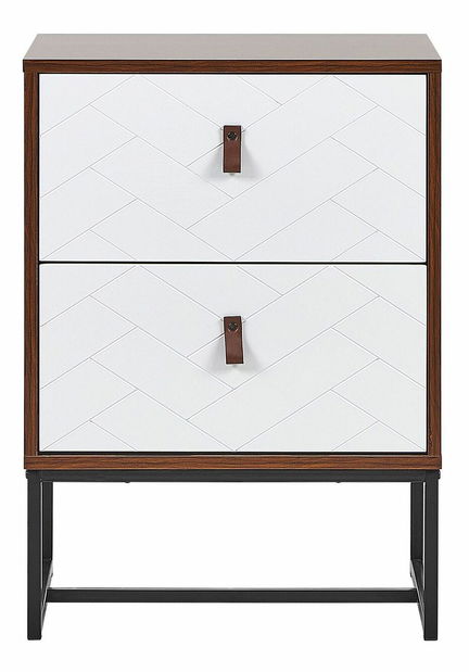 Nočný stolík NAVVEA (tmavé drevo + biela)