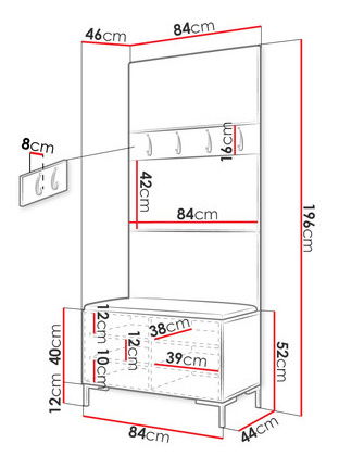Mobilier hol Futura III (negru + albastru închis)