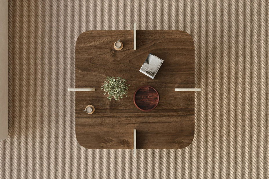 Konferenčný stolík Poalo (orech + travertín)