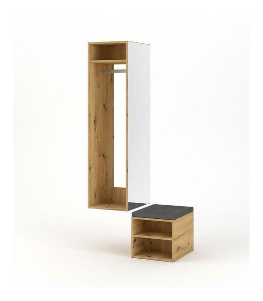 Set mobilier pentru hol Clover (alb + stejar artisan) (so zrkadlom)