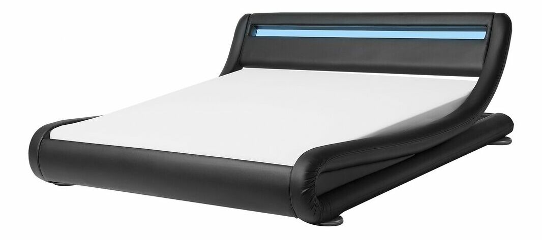 Manželská vodná posteľ 160 cm Anais (čierna) (s roštom a matracom)