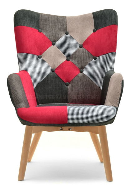 Kreslo Nutri (patchwork + čierna)