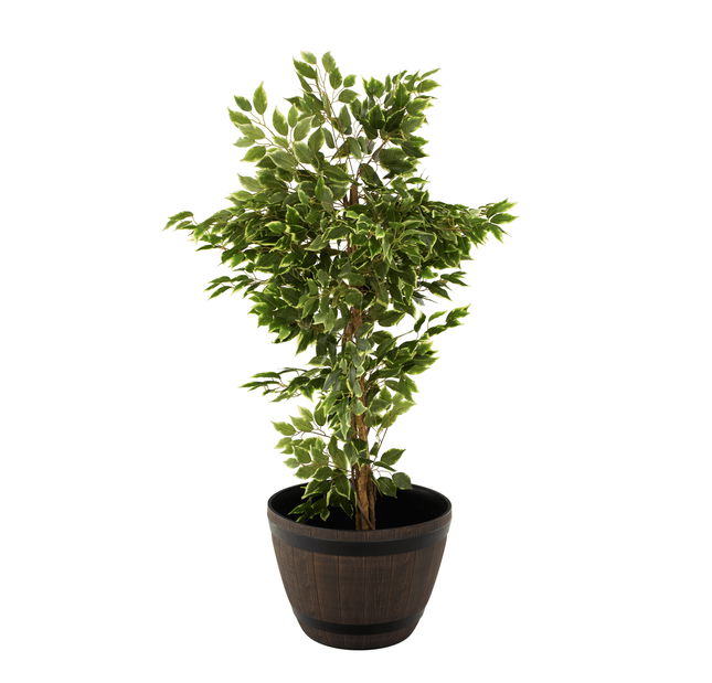 Ghiveci flori plastic Montreal Typ 2 (maro + motiv lemn)