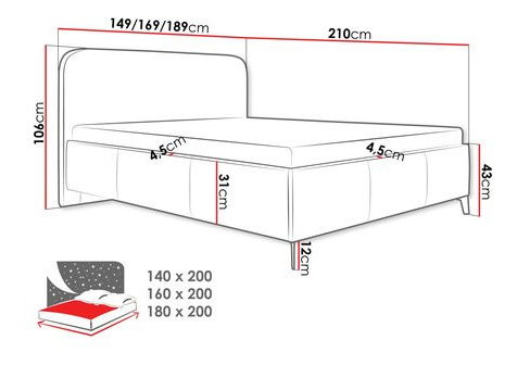 Manželská posteľ 180 cm Karuzo (biela)