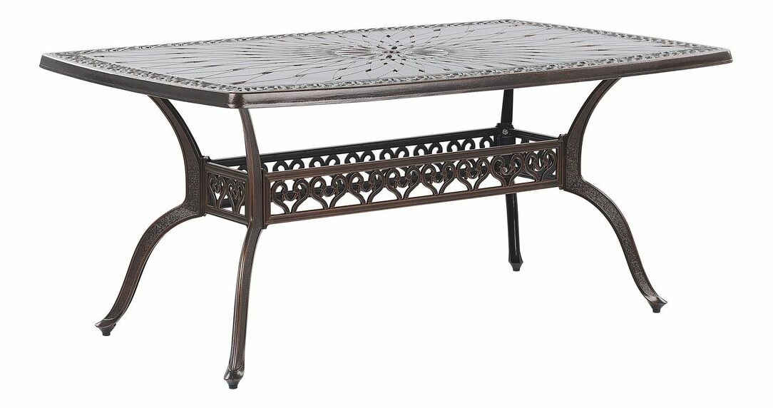 Masă de grădină 165 cm LIZZI (aluminiu) (maro) (pentru 6 persoane)