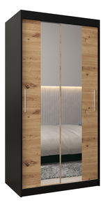 Ruhásszekrény 100 cm Toki 1 (matt fekete + artisan tölgy)
